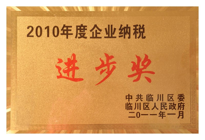 2010年度企業(yè)納稅進步獎